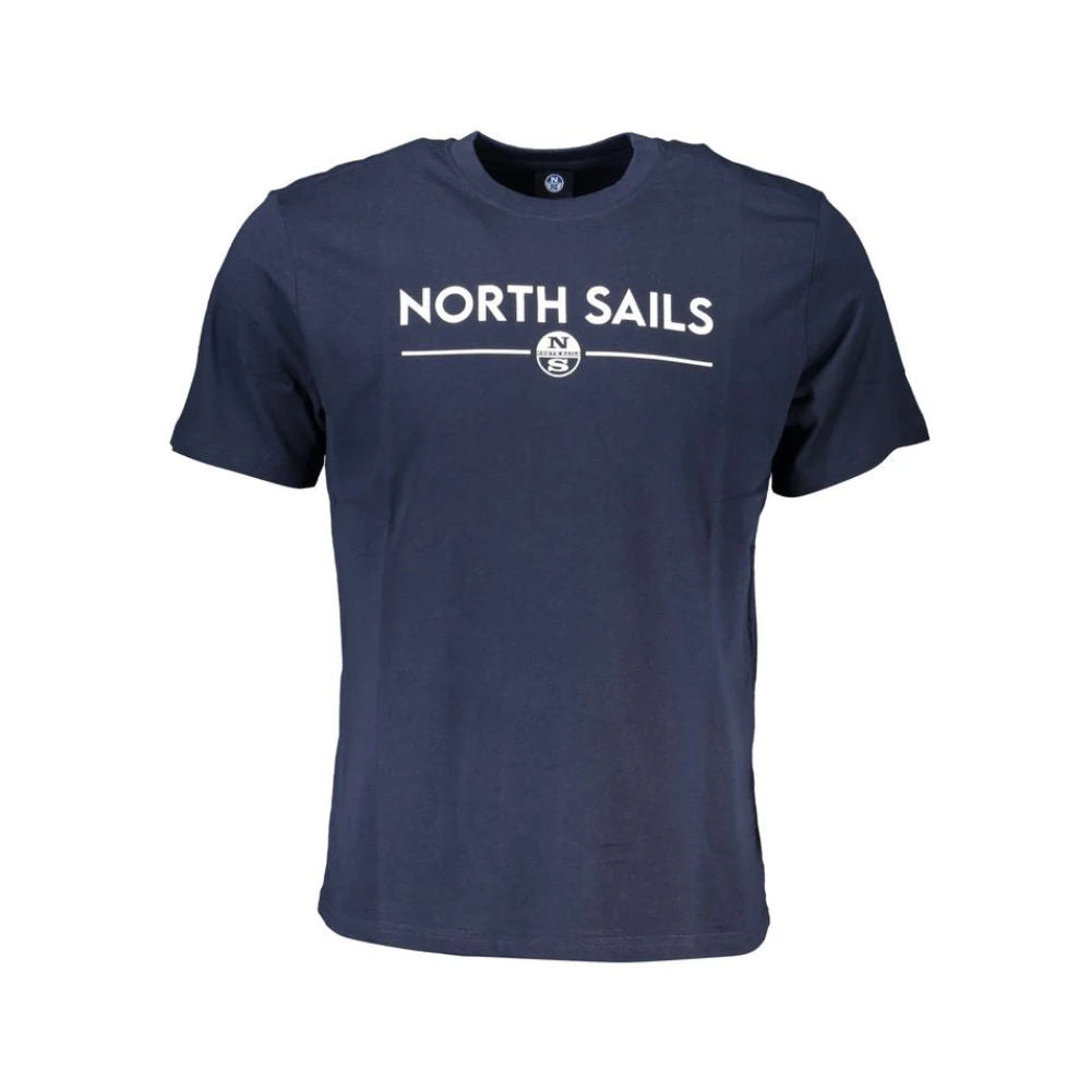 North Sails Blauw Katoen Print Logo T-Shirt Blue Heren