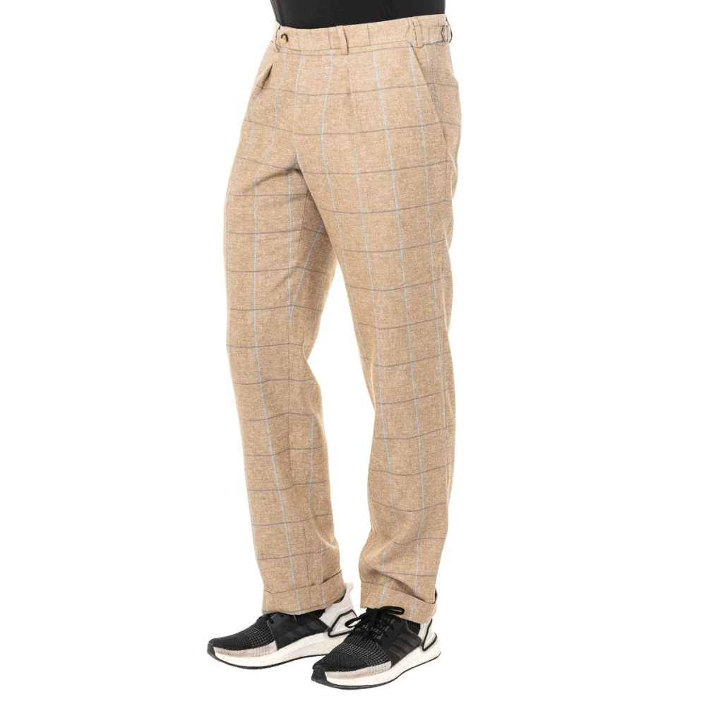 La Martina Beige Straight Trousers, Male, W38, Checked Straight Trousers