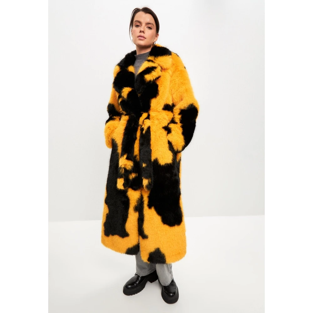 Cesare Gaspari Luxe Faux Fur Winterjas Yellow Dames