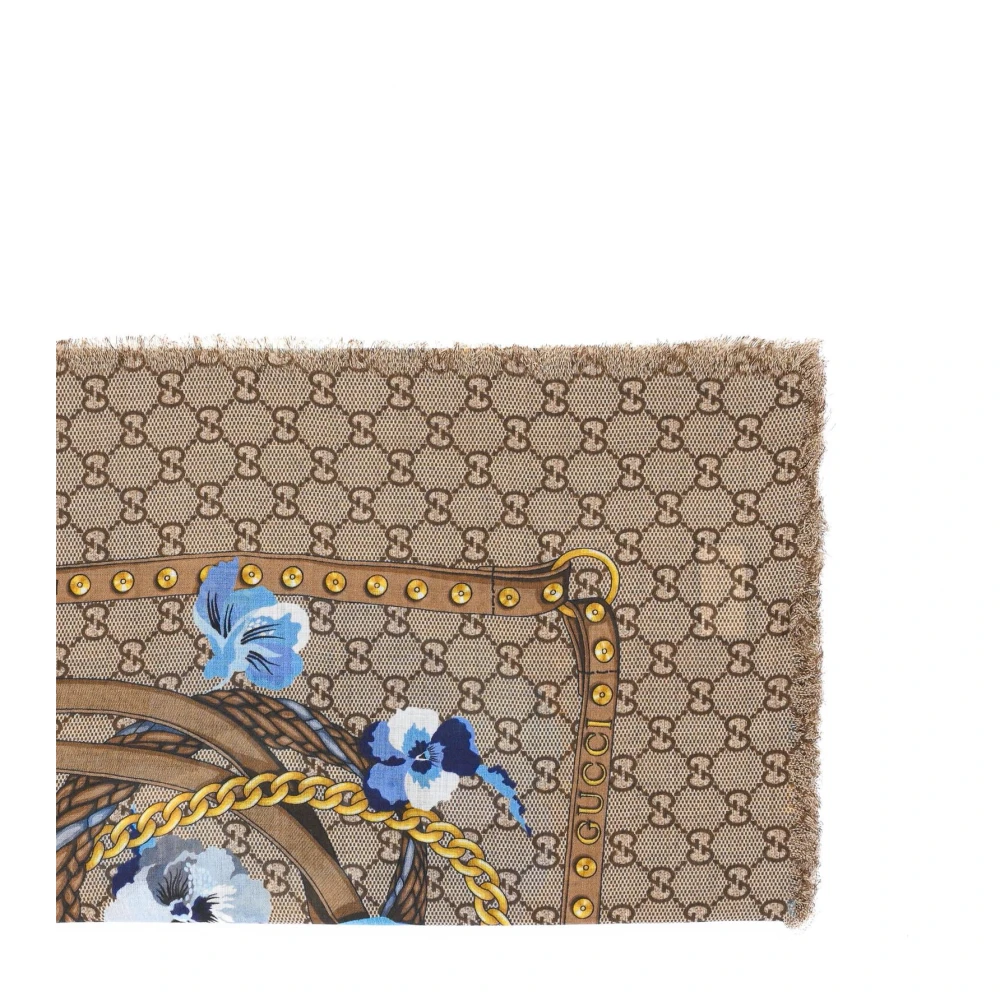 Gucci Bloemen Zijden Sjaal Riem Ketting Multicolor Dames