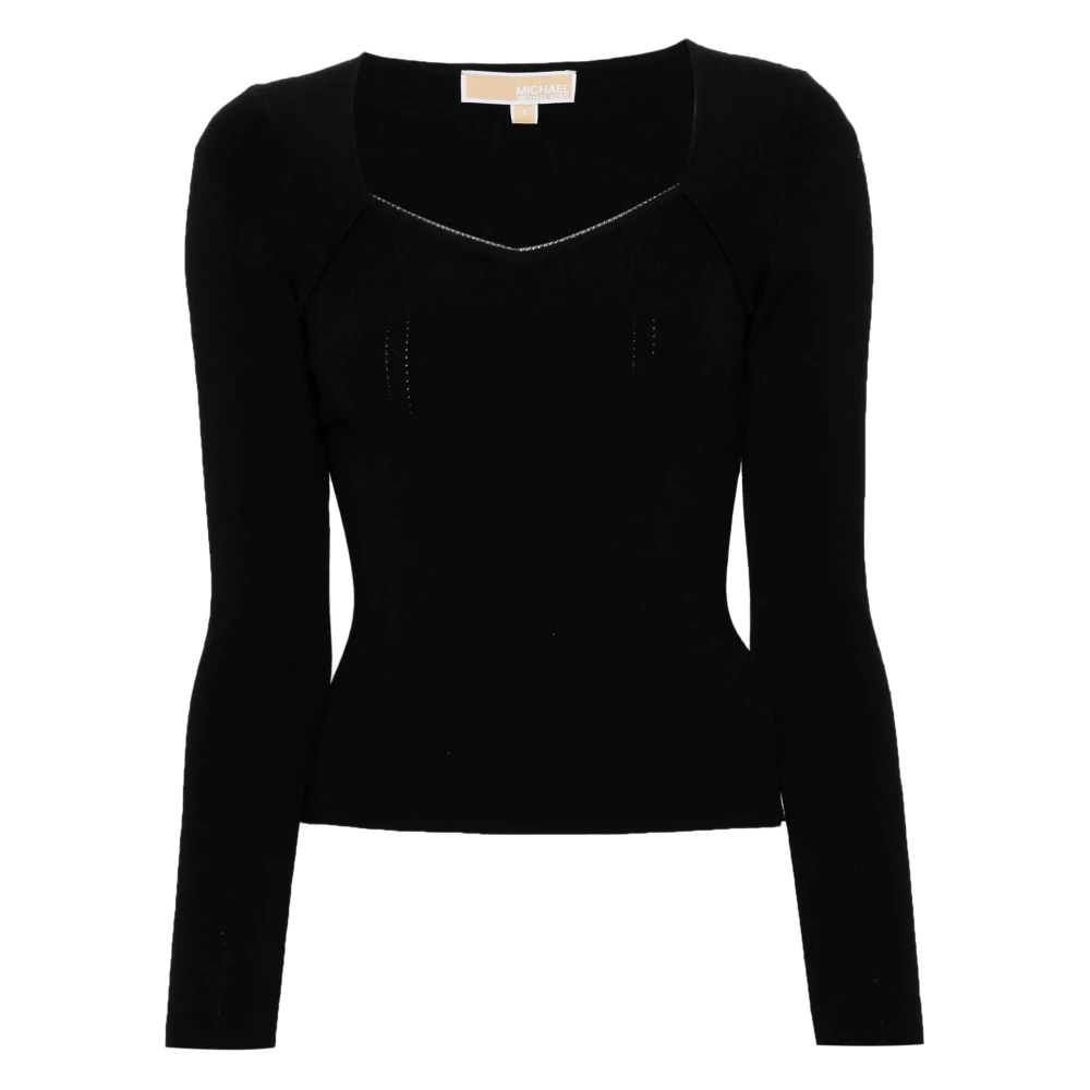 Michael Kors Women's Black Bustier Blouse With Gem Trim - Blouses - L - Blouses & Shirts