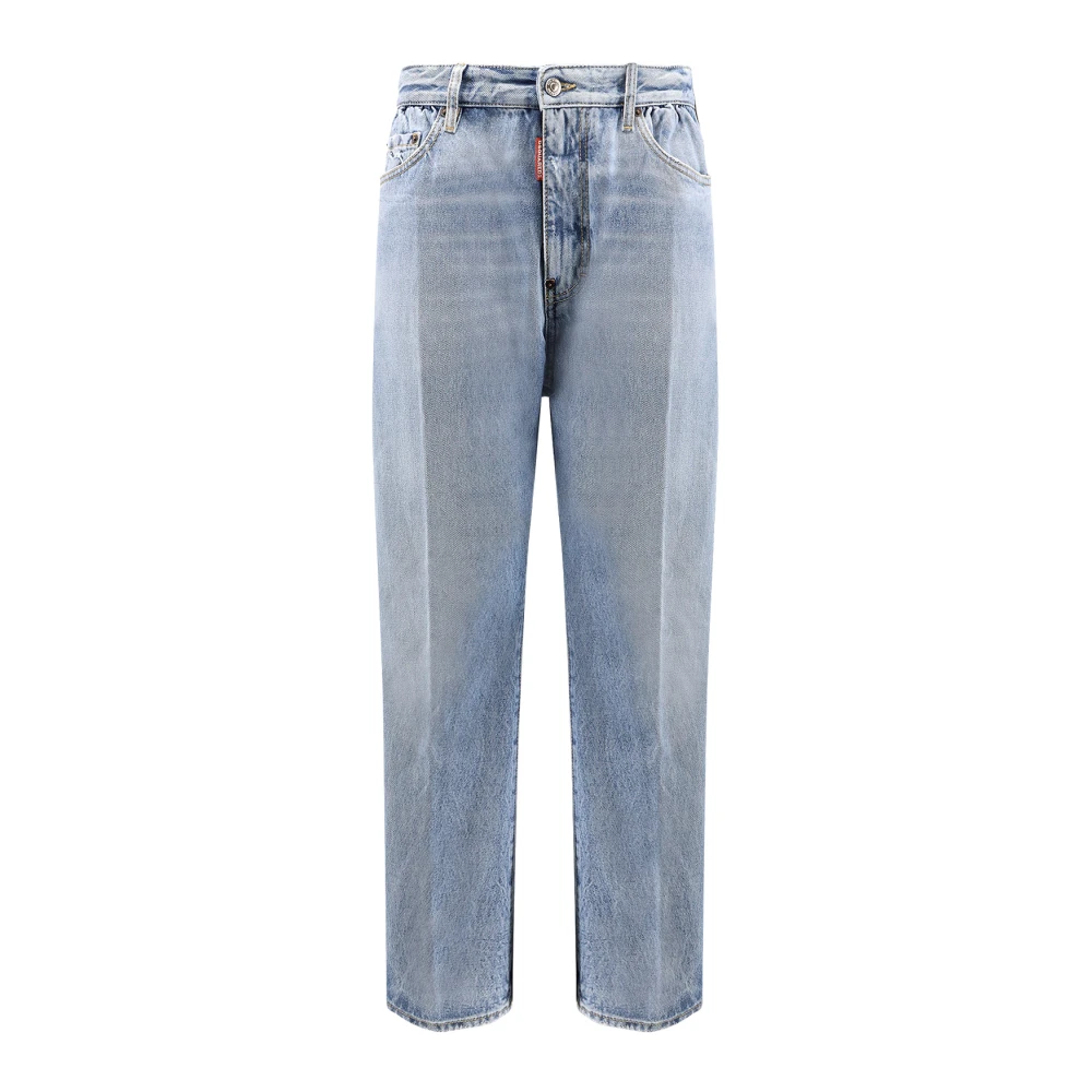 Dsquared2 Men's Blue Straight Jeans,, Jeans With Suede Logo Patch Extra Small