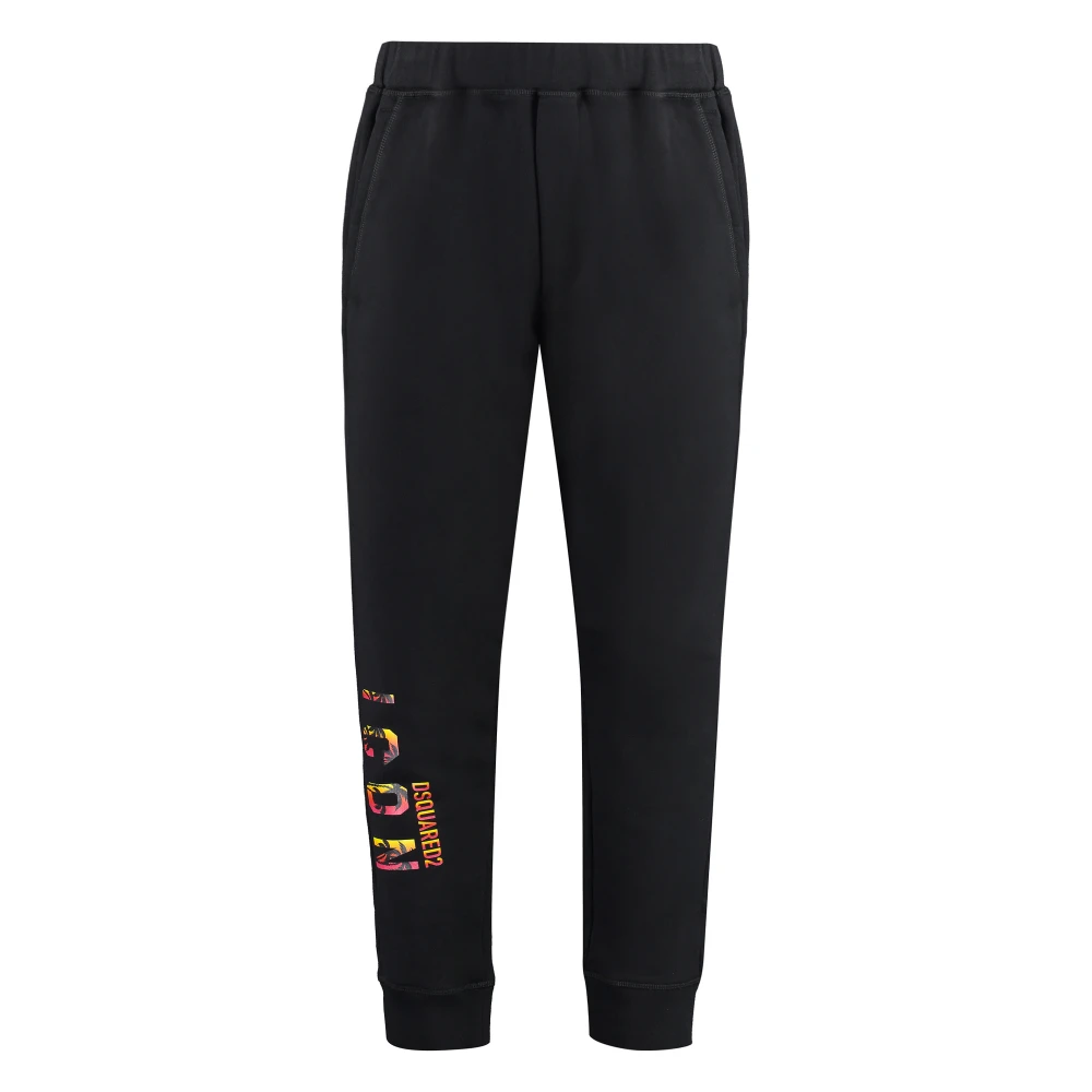 Dsquared2 Katoenen Track-Pants met Geribbelde Enkelboeien Black Heren