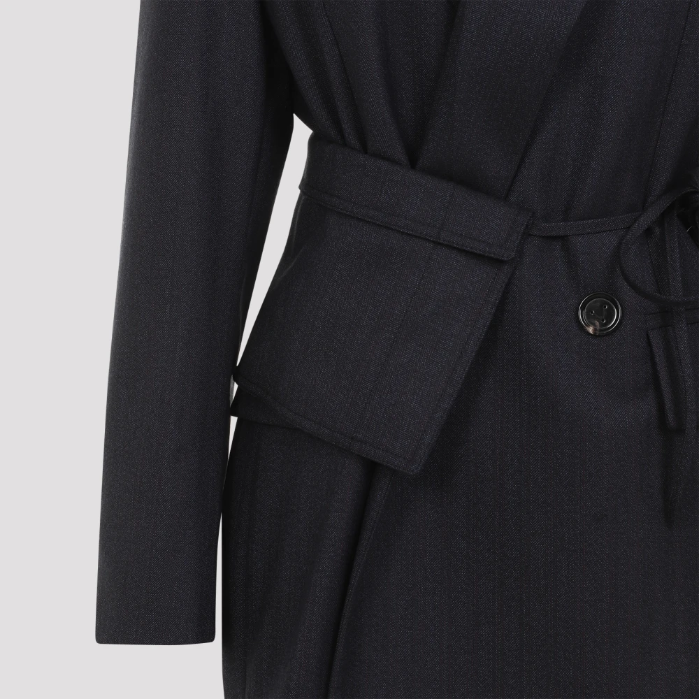Bottega Veneta Blauwe Wollen Jas Aw24 Blue Dames