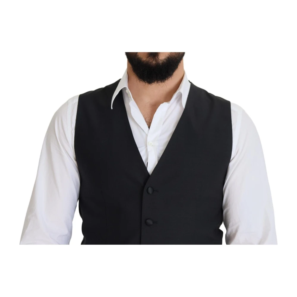 Dolce & Gabbana Klassiek Zwart Wol Stretch Gilet Black Heren