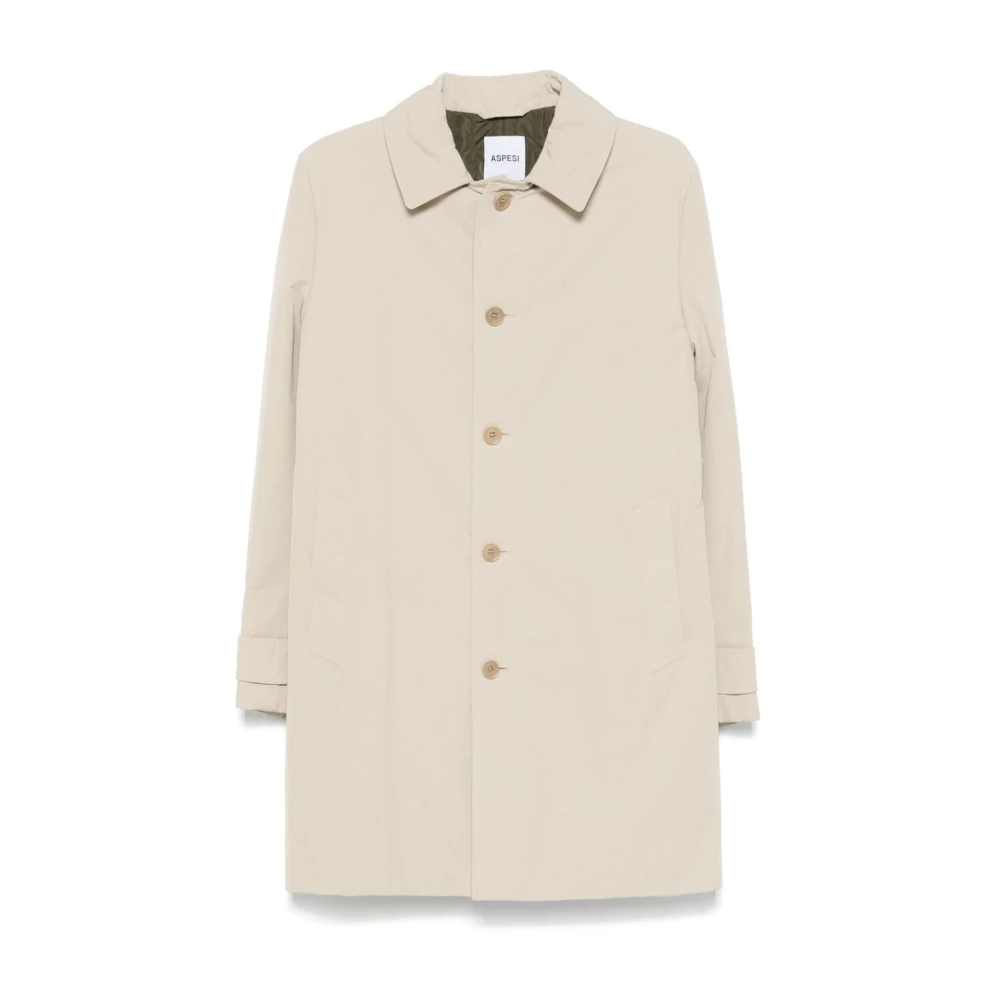 Aspesi Men's Beige Single-Breasted Coats, Xl, Single-Breasted Coat