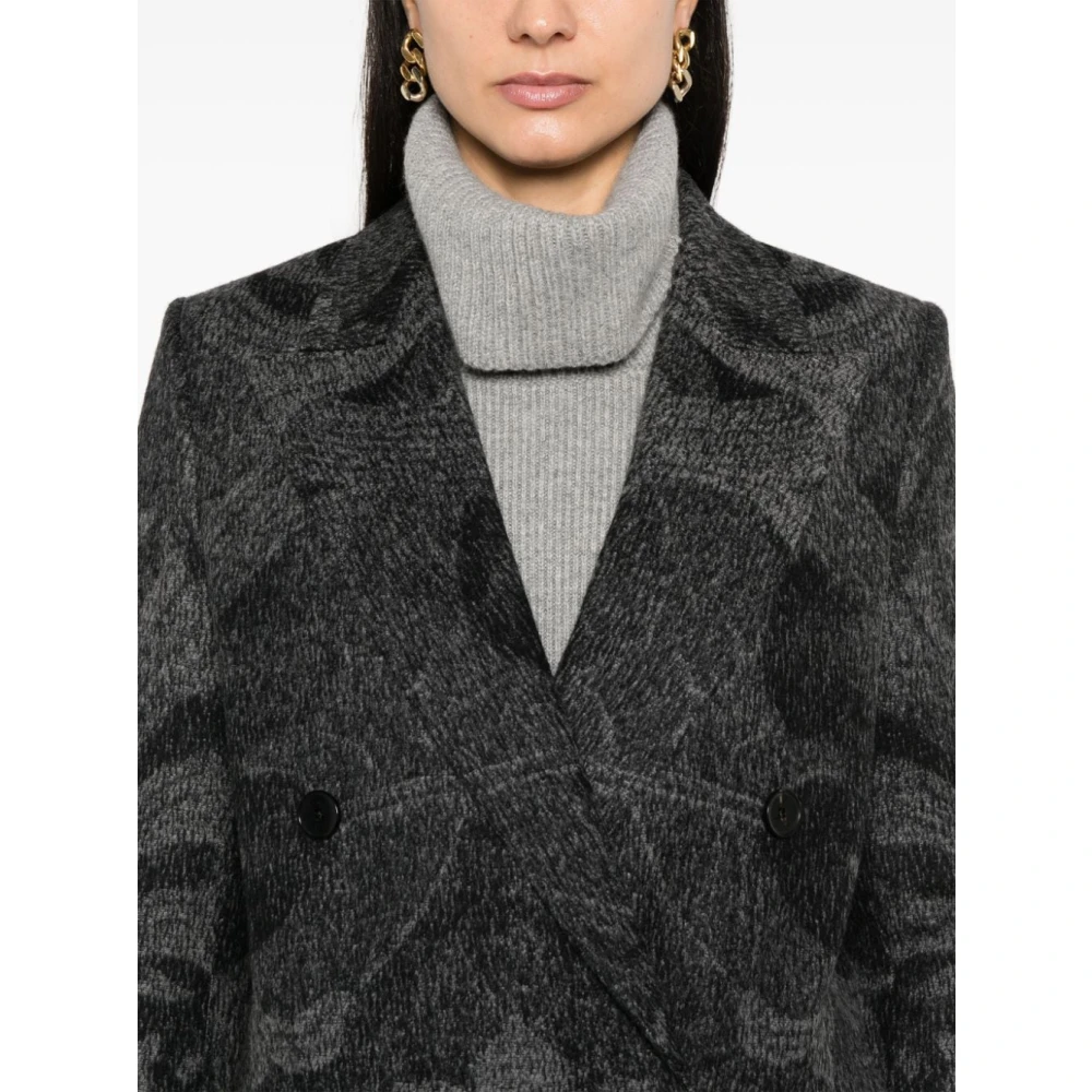ETRO Dubbelbreasted wollen jas grijs klassiek Gray Dames
