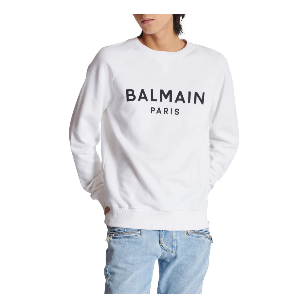 Balmain Paris Sweatshirt met Print White Heren