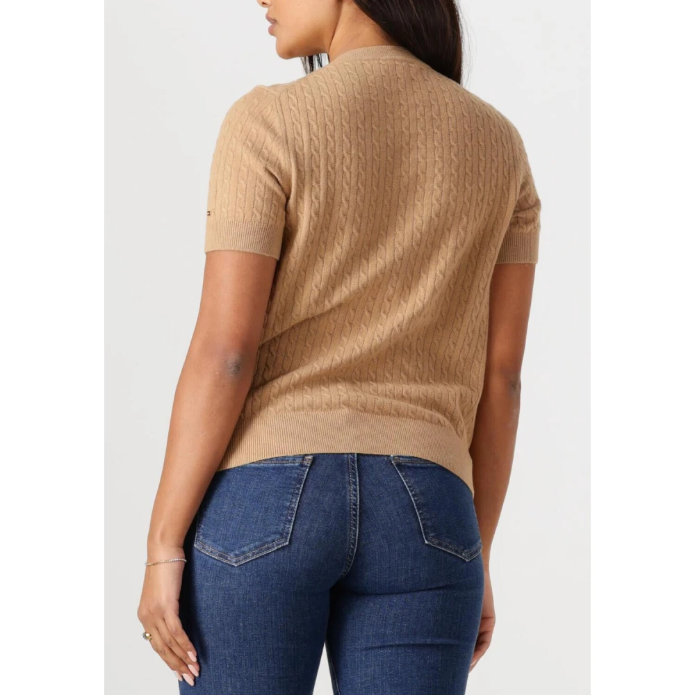 Tommy Hilfiger Bruine Kabel Gebreide Vest Top Brown Dames