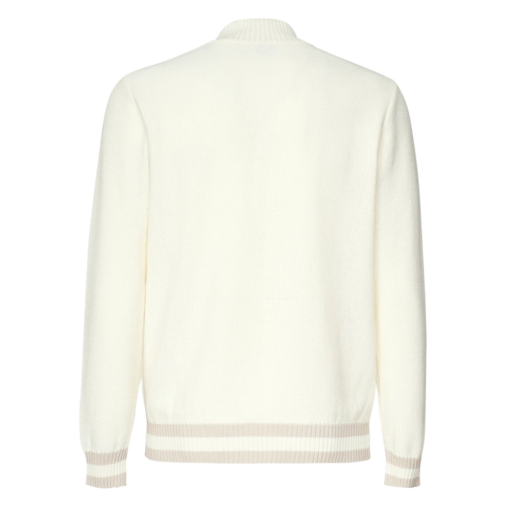 Eleventy Witte Katoenen Jas Met Knoopsluiting Beige Heren