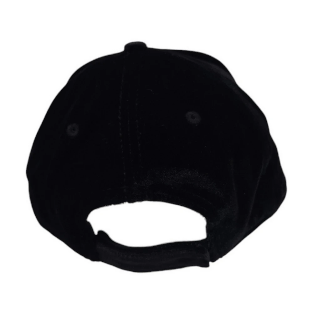 MC2 Saint Barth Zwarte fluwelen baseballpet met strass borduursel Black Dames