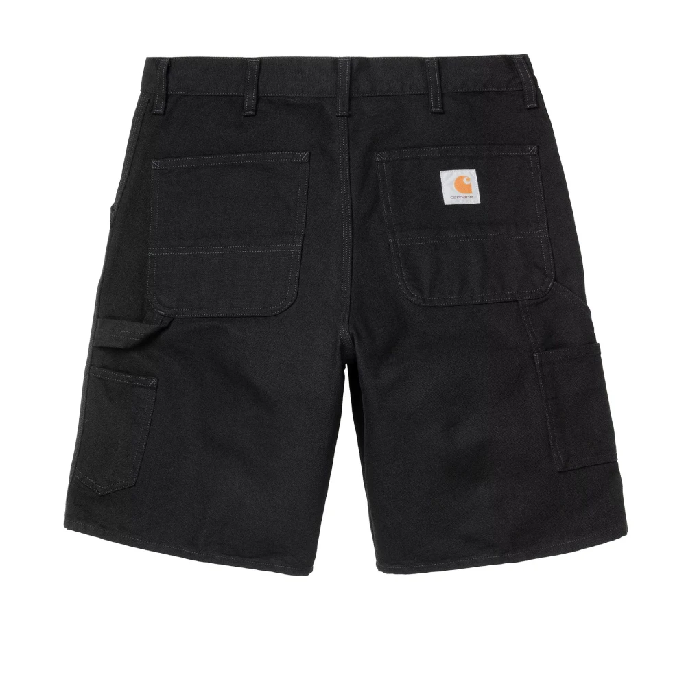 Carhartt WIP Zwarte Denim Ruimvallende Werkshorts Black Heren