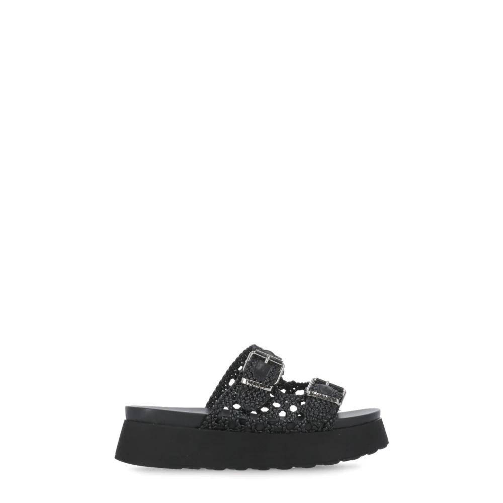 Cult Vrouw Zwart Schoenen Dames, 40 Eu, Leer, Sandalen Met Sluiting Aan De Voorkant
