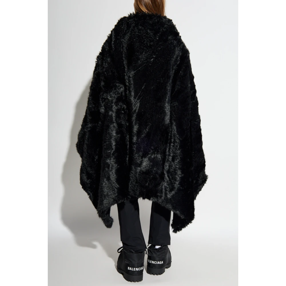 Balenciaga Faux Fur Cape Black Dames