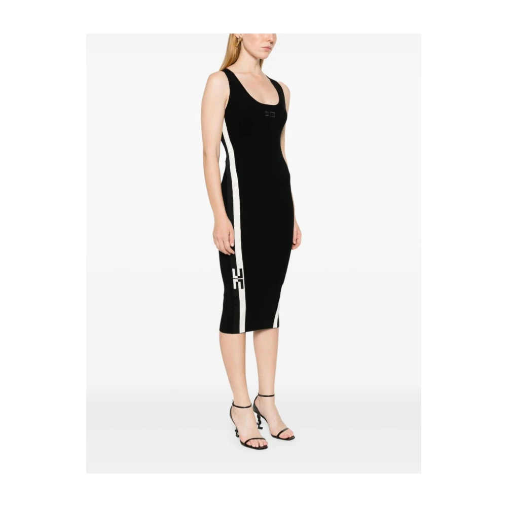 Elisabetta Franchi Elegante Nero E Bianco Jurk Black Dames
