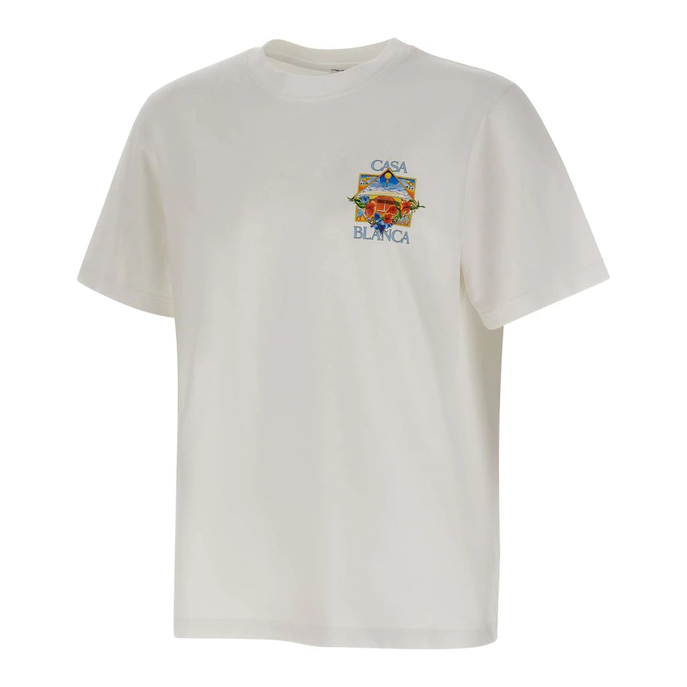 Casablanca Men's White Flower Court Icon Short Sleeve T-Shirt - T-Shirts - Xl - Tops
