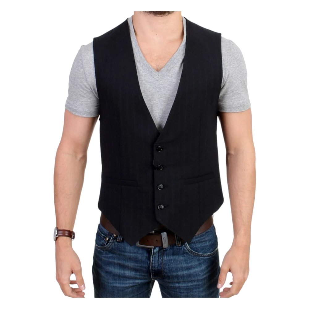 Costume National Men's Black Waistcoats, M, Casual Vest