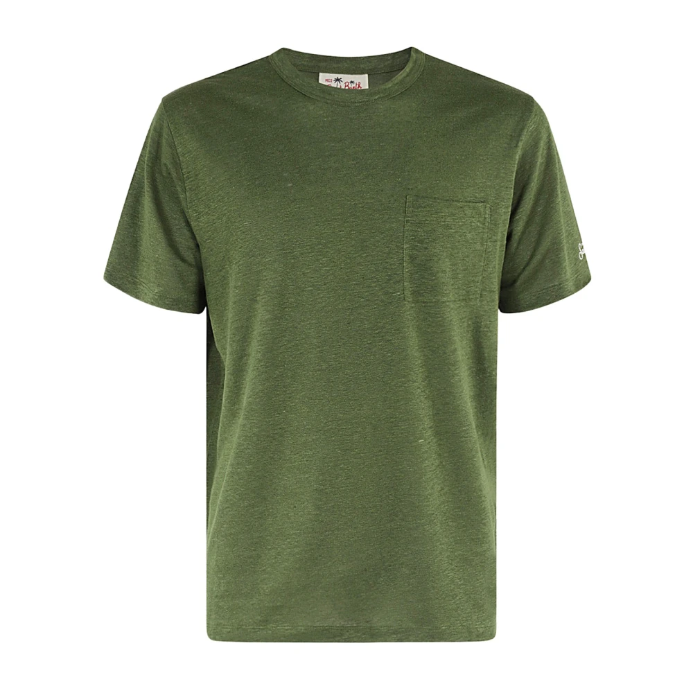 MC2 Saint Barth Linnen T-shirt met voorzak Green Heren