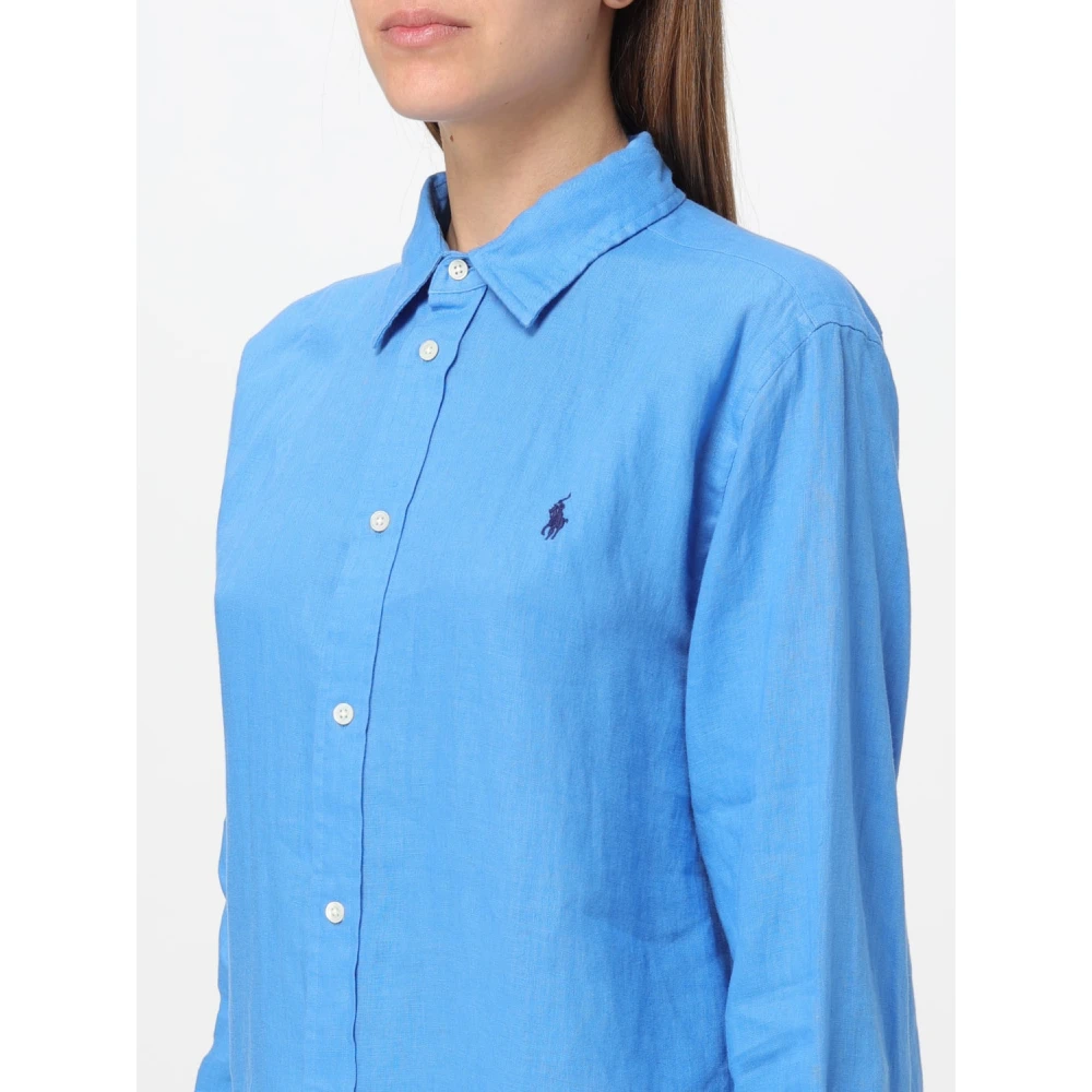 Polo Ralph Lauren Linnen overhemd met relaxte pasvorm Blue Dames