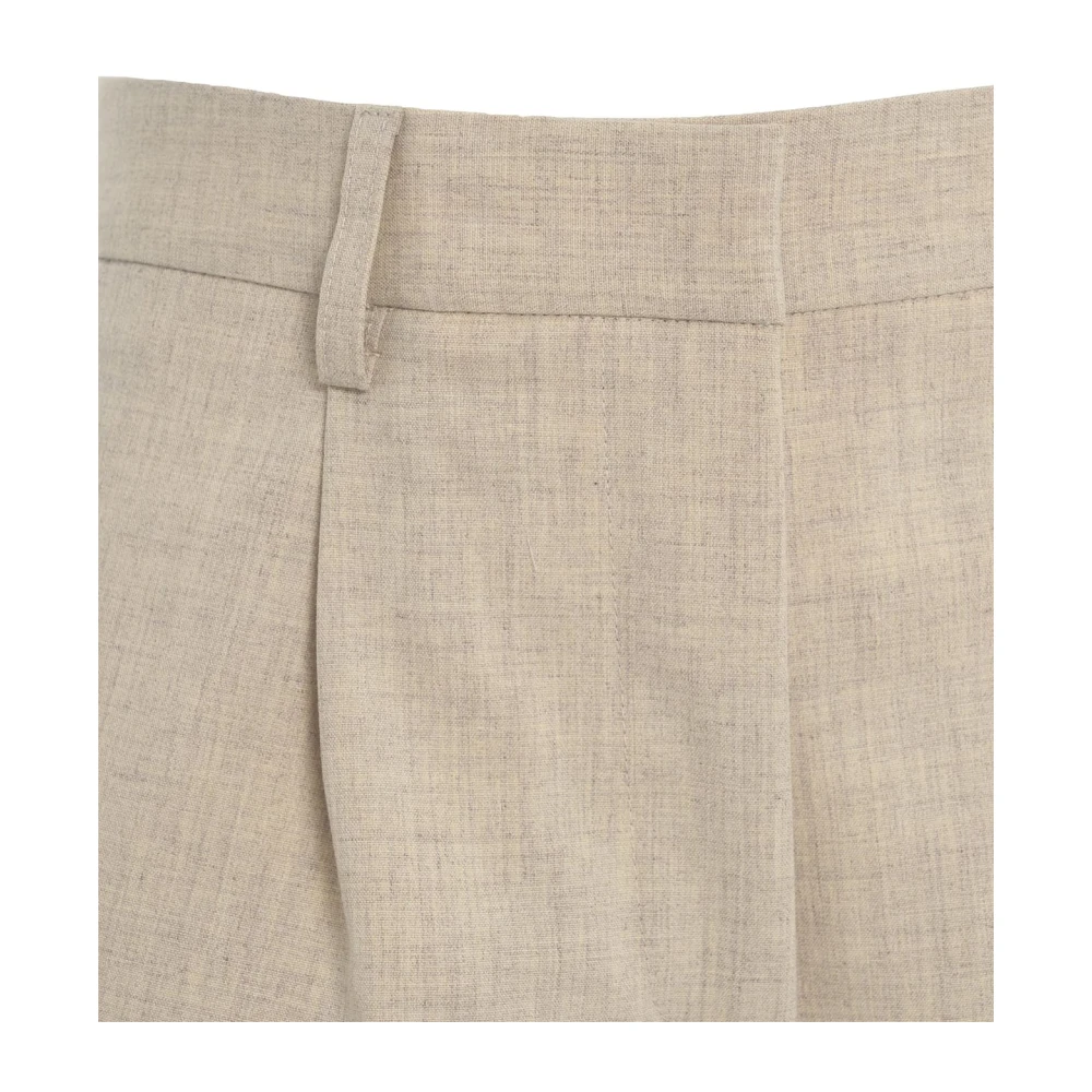 Ottod'Ame Beige Bermuda's met Plooien en Zakken Beige Dames