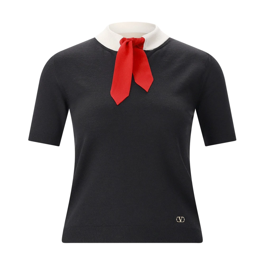 Valentino Jersey De Cuello Alto De Manga Corta Knitwear Mujer Negro S