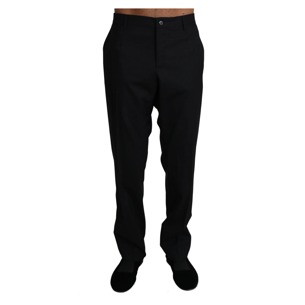 Dolce & Gabbana Elegante Zwarte Formele Broek van Wollen Mix Black Heren