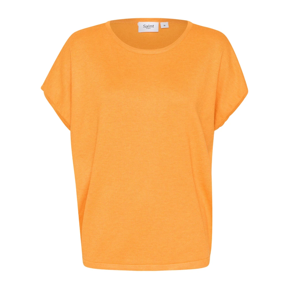 Saint Tropez Abrikoos Melange Gebreide Trui Orange Dames
