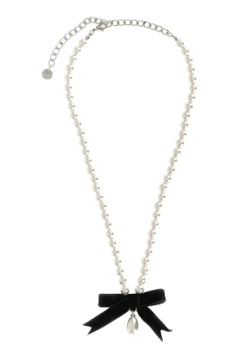 Svart rosett pärlhalsband