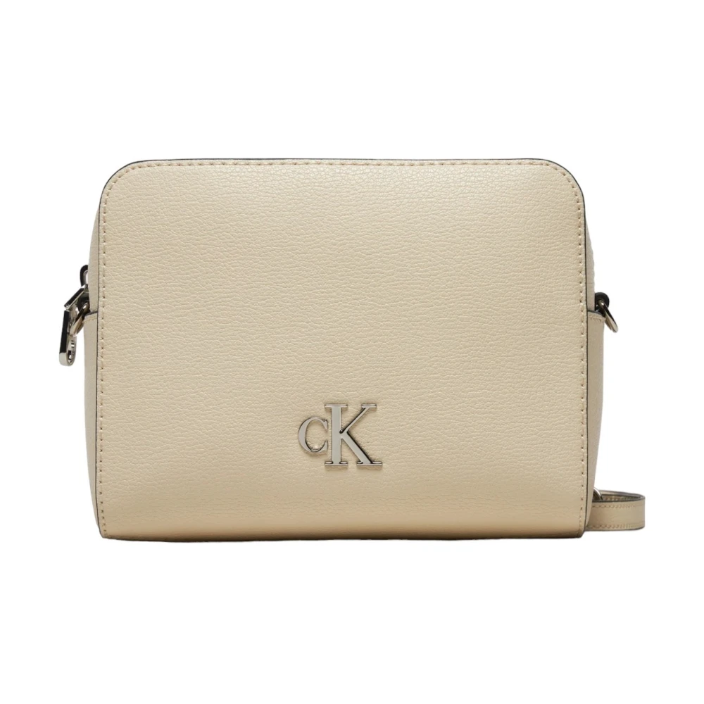 Calvin Klein Jeans Beige Schoudertas met rits van polyurethaan Beige Dames