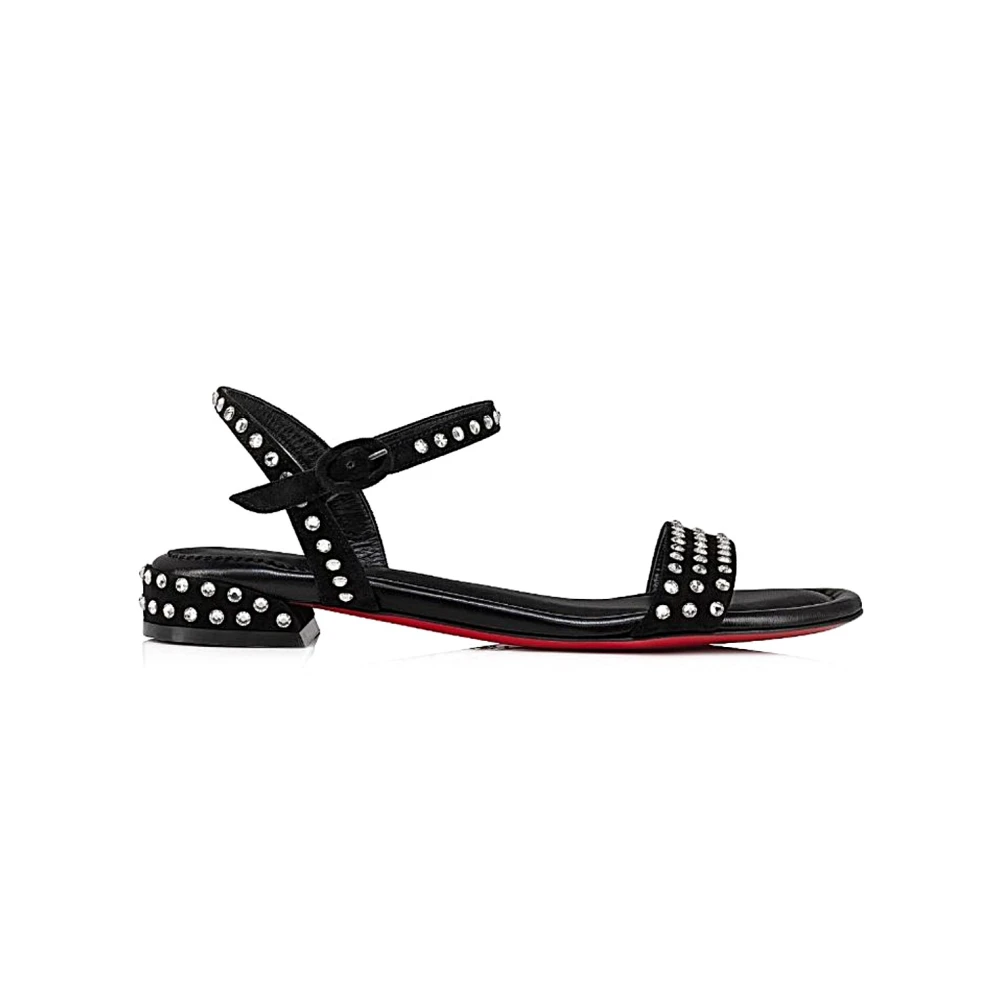 Christian Louboutin Black Flat Sandals, Female, 5 1/2 Uk, Stylish Sandals