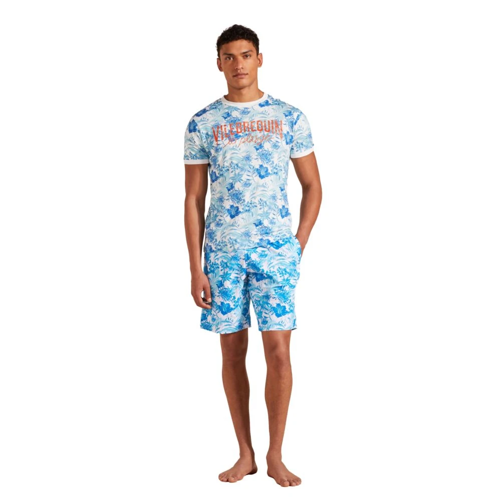 Vilebrequin Tahiti Flowers Katoenen T-shirt Heren Blue Heren