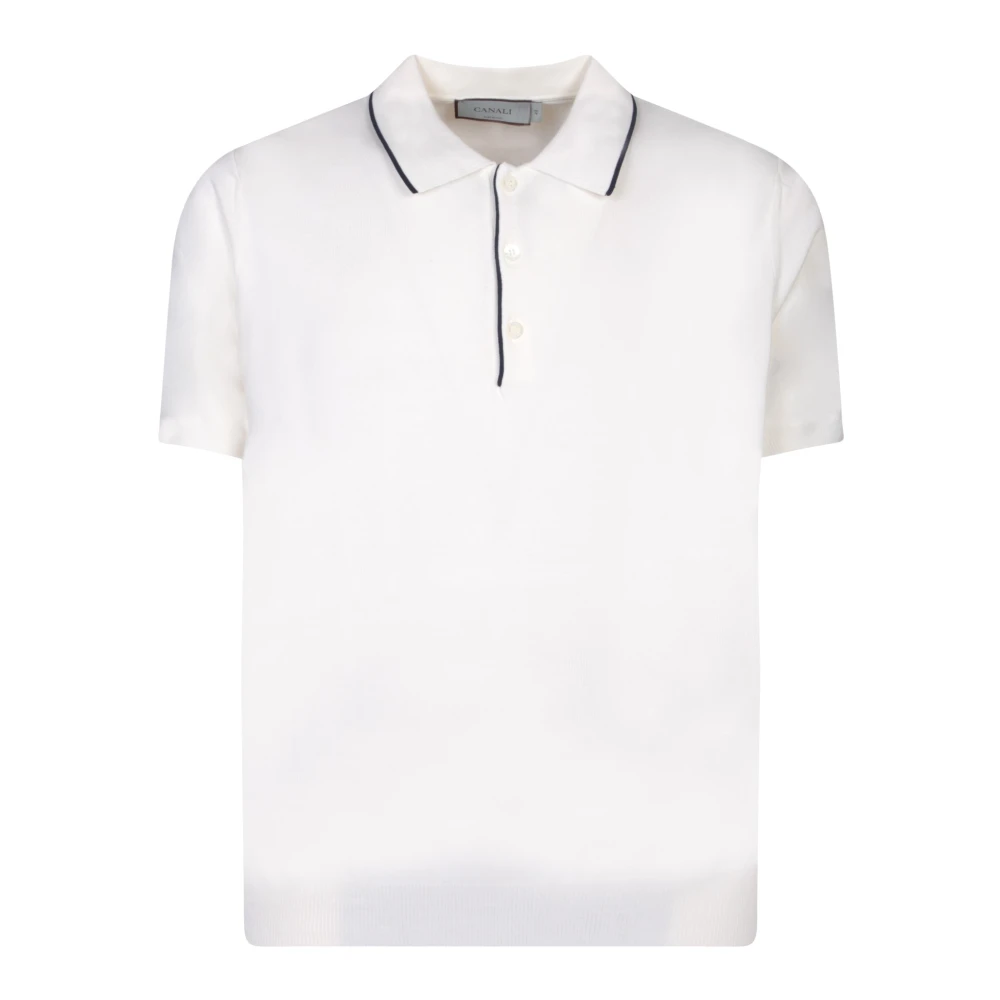 Canali Wit Poloshirt met Contrasterende Details White Heren