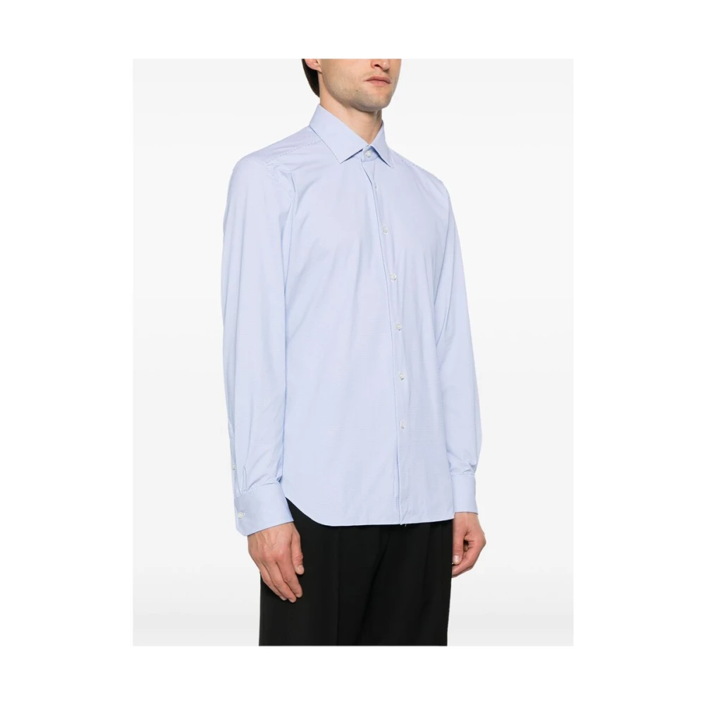 Xacus Blauw Wit Diamantpatroon Overhemd Blue Heren