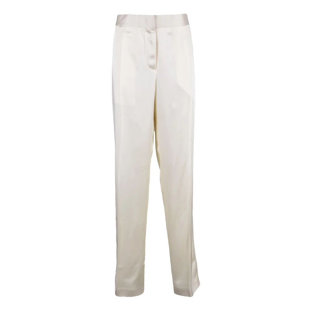 Jil Sander Women's Beige Straight Trousers, M, Classico Satin Trousers