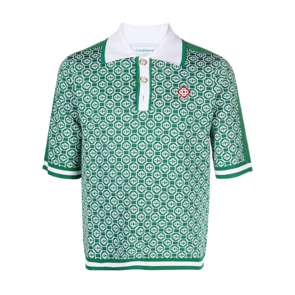 Casablanca Groene Monogram Polo Shirt Green Heren