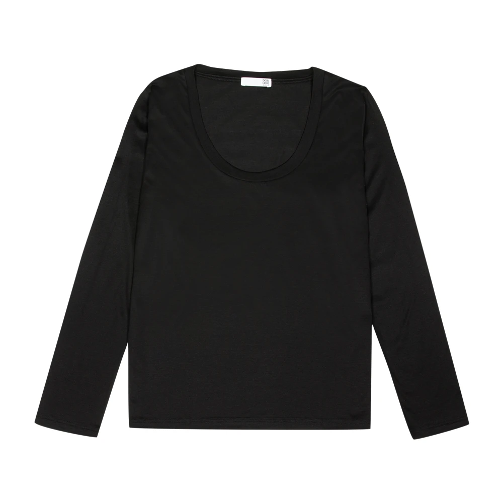 Douuod Woman Zwarte Longsleeve Jersey T-shirt Black Dames