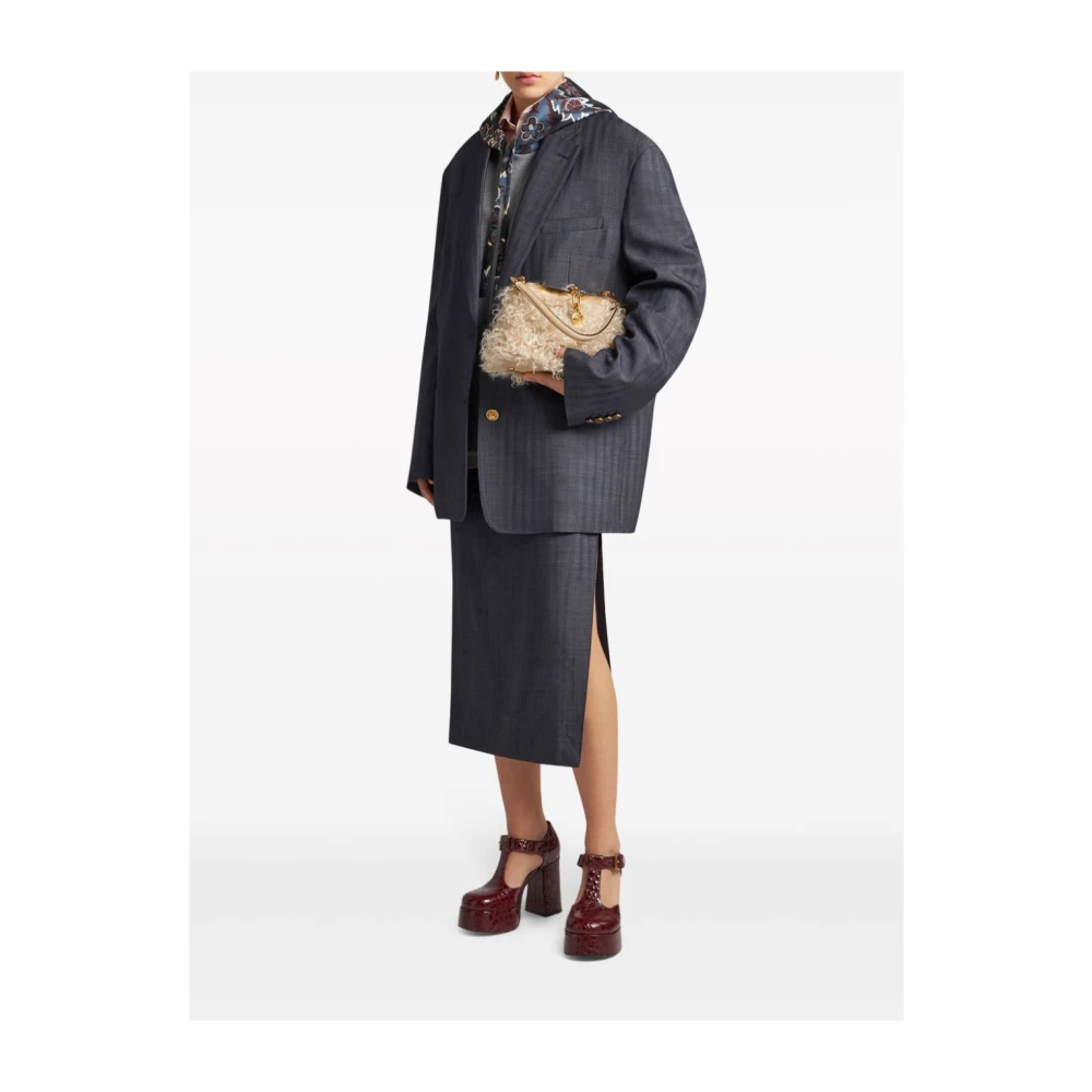 ETRO Blauwe Midi Rok Blue Dames