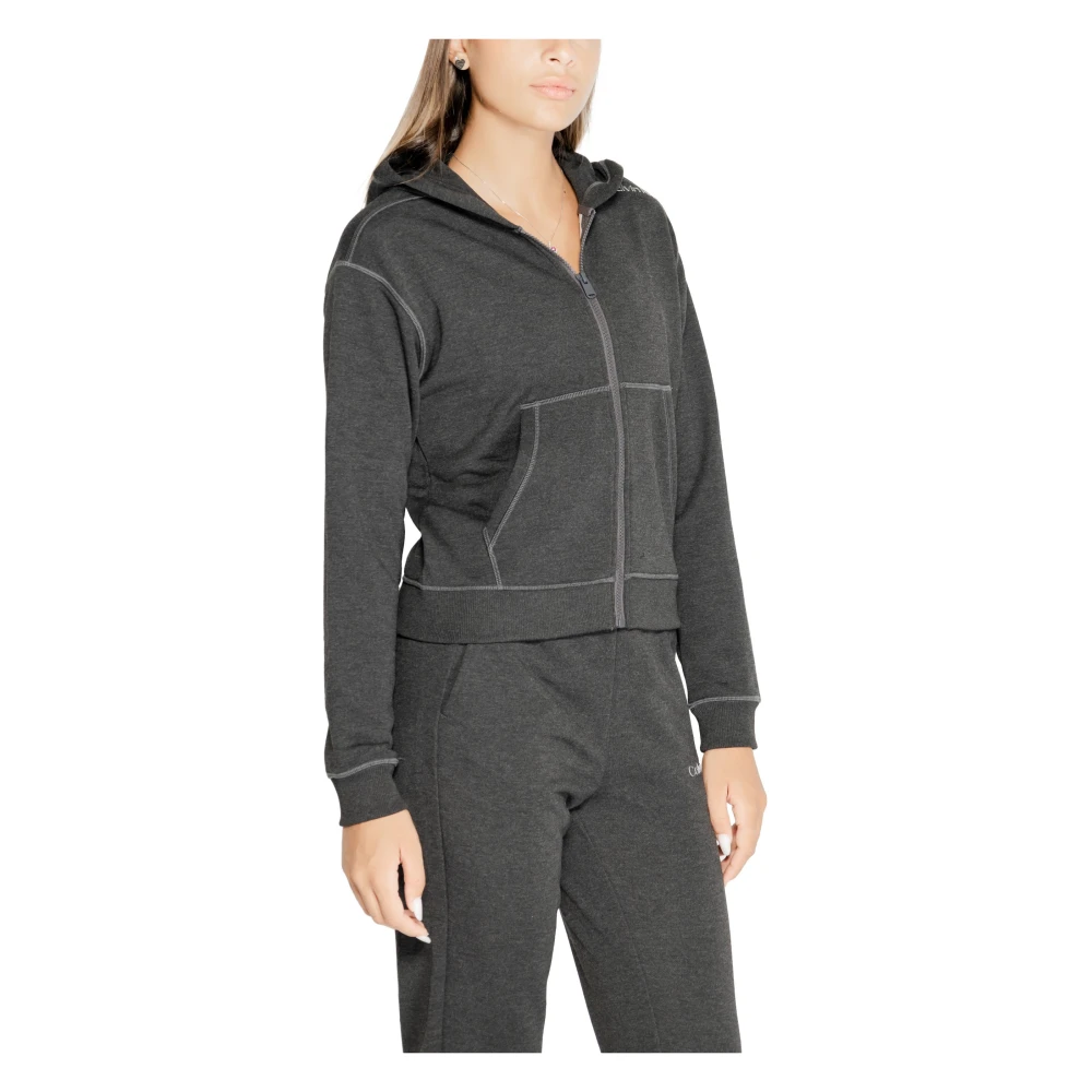 Calvin Klein Grijze Hoodie Met Rits Dames Gray Dames