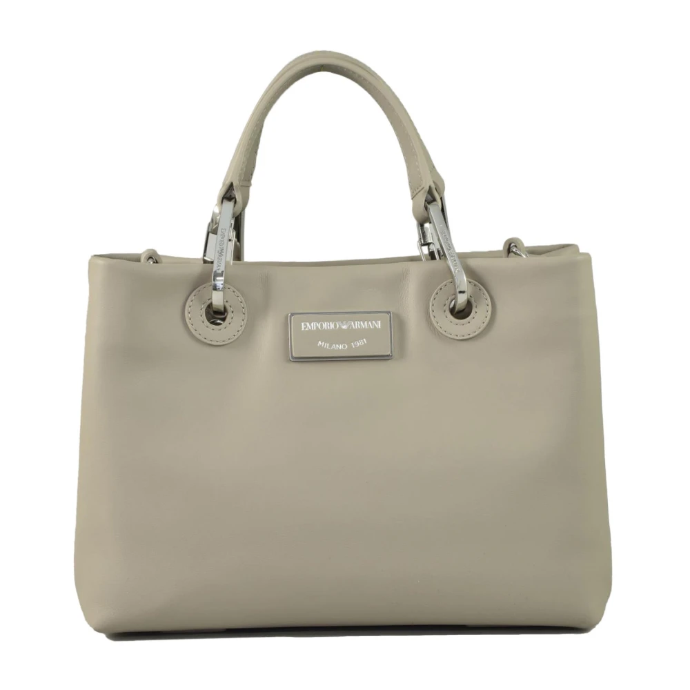 Emporio Armani Leren Tas Gray Dames