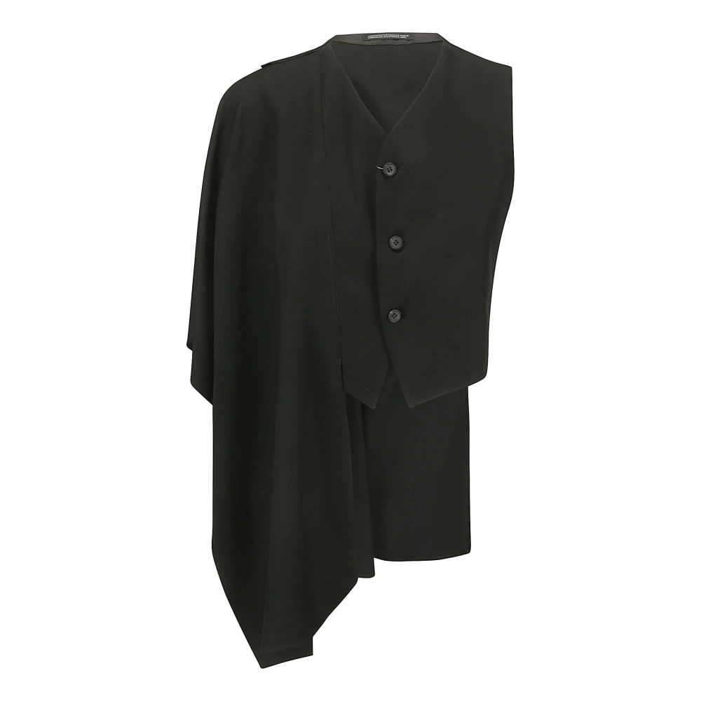 Yohji Yamamoto Asymmetrisch vest met stole detail Black Dames