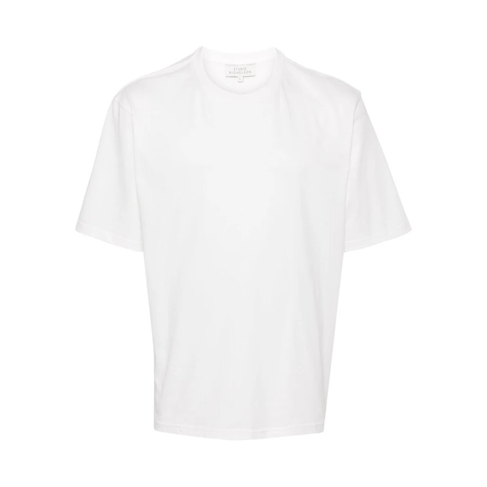Studio Nicholson Wit Katoen Logo Print Crew Neck T-shirt White Heren
