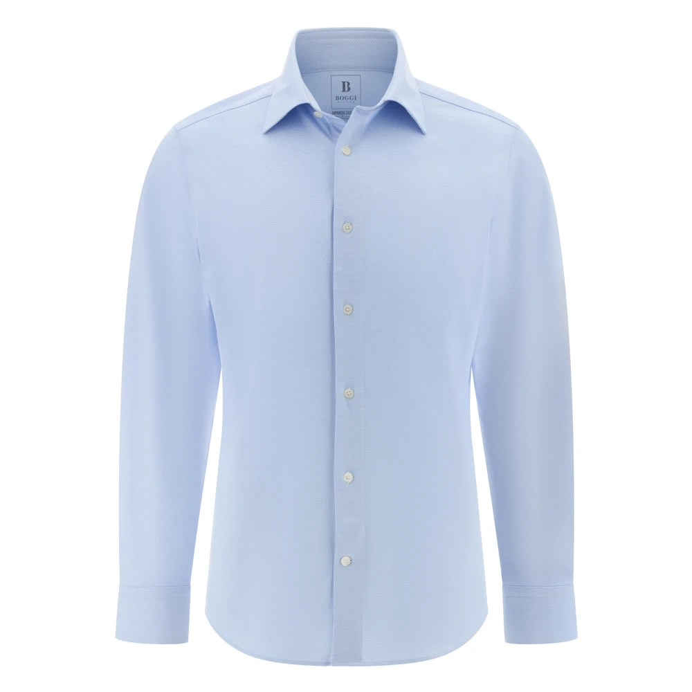 Boggi Milano Herren Blau Regular Fit Japanisches Jersey-Poloshirt