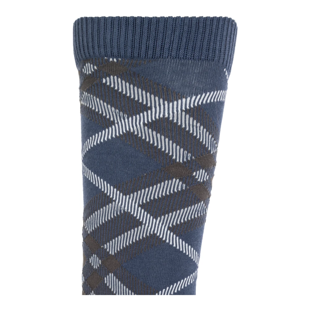 Burberry Geruite sokken Blue Heren