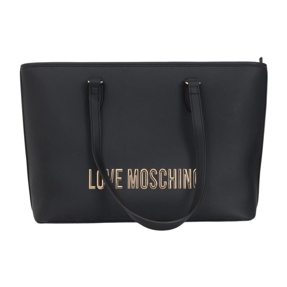 Love Moschino Zwarte Eco-Vriendelijke Shopper Tas met Logo Belettering Black Dames