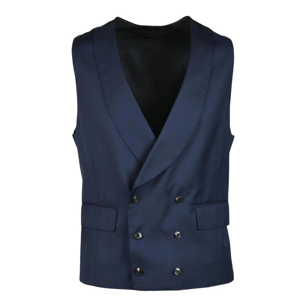 Gabriele Pasini Wollen Gilet Vest Blue Heren