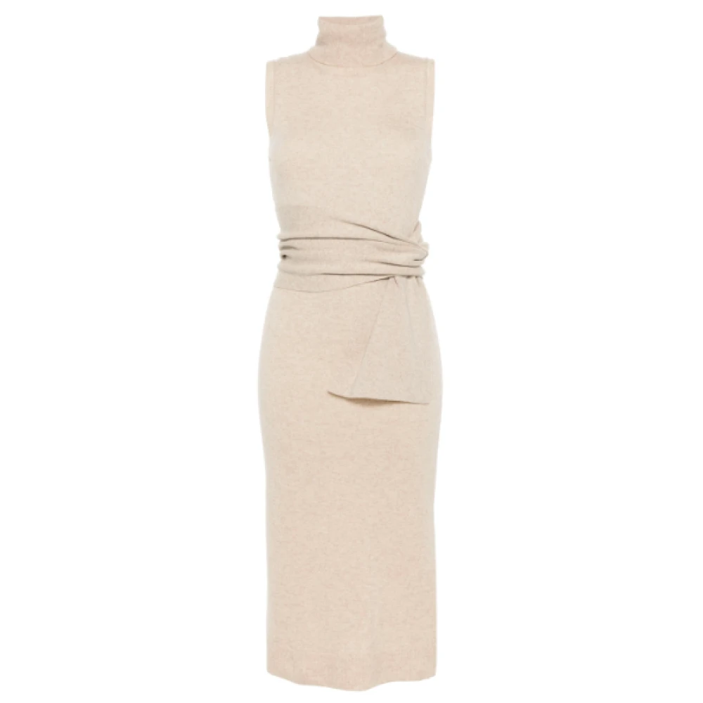 MM6 Maison Margiela Oat Midi Jurk Stijlvol en Elegant Beige Dames