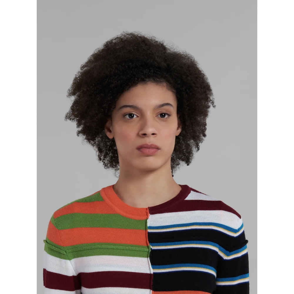 Marni Patchwork Wollen Trui Multicolor Dames