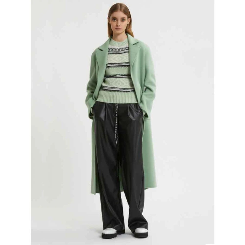 Ermanno Scervino Zwarte leren broek Mf099 Black Dames