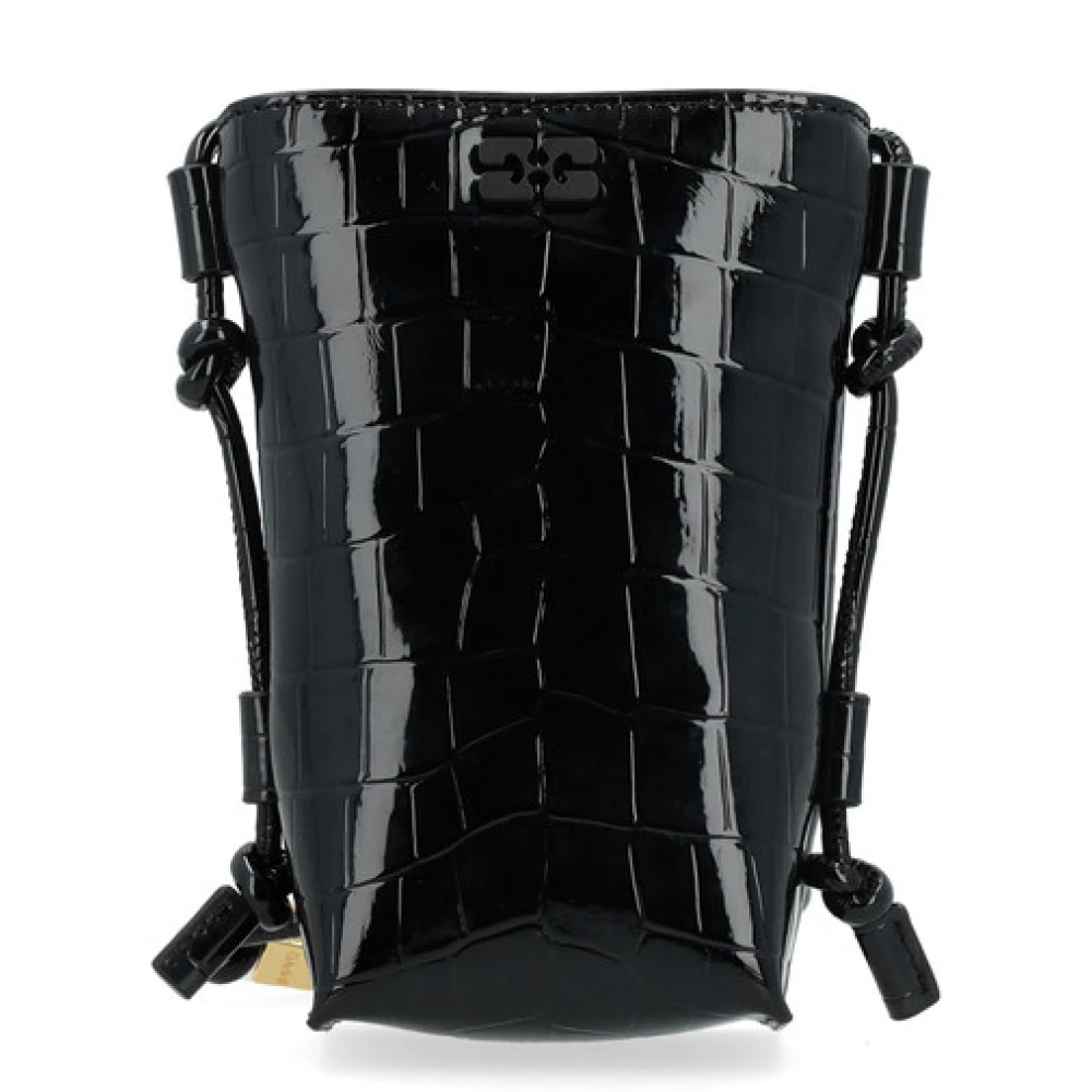 Ganni Crossbody Patent Cro Tas in Zwart Black Dames