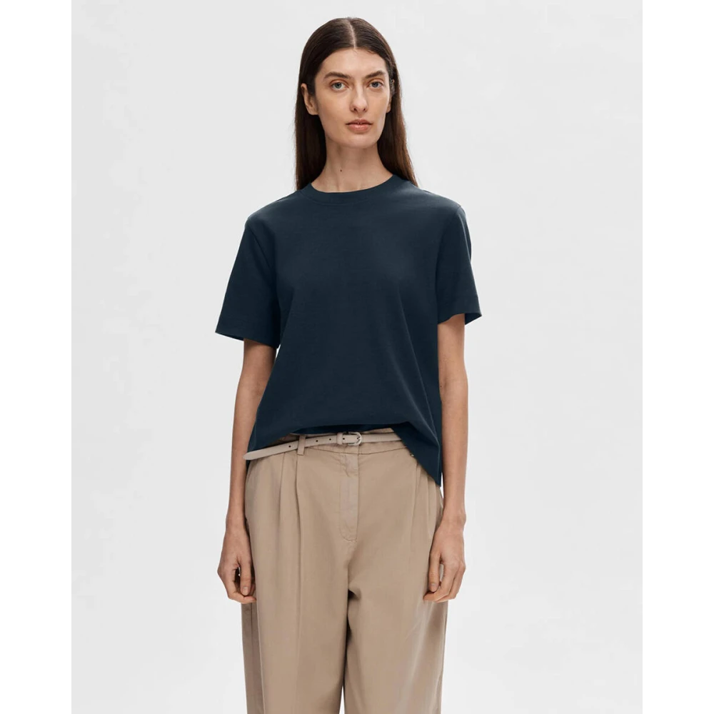 Selected Femme Boxy Tee Essential Blue Dames
